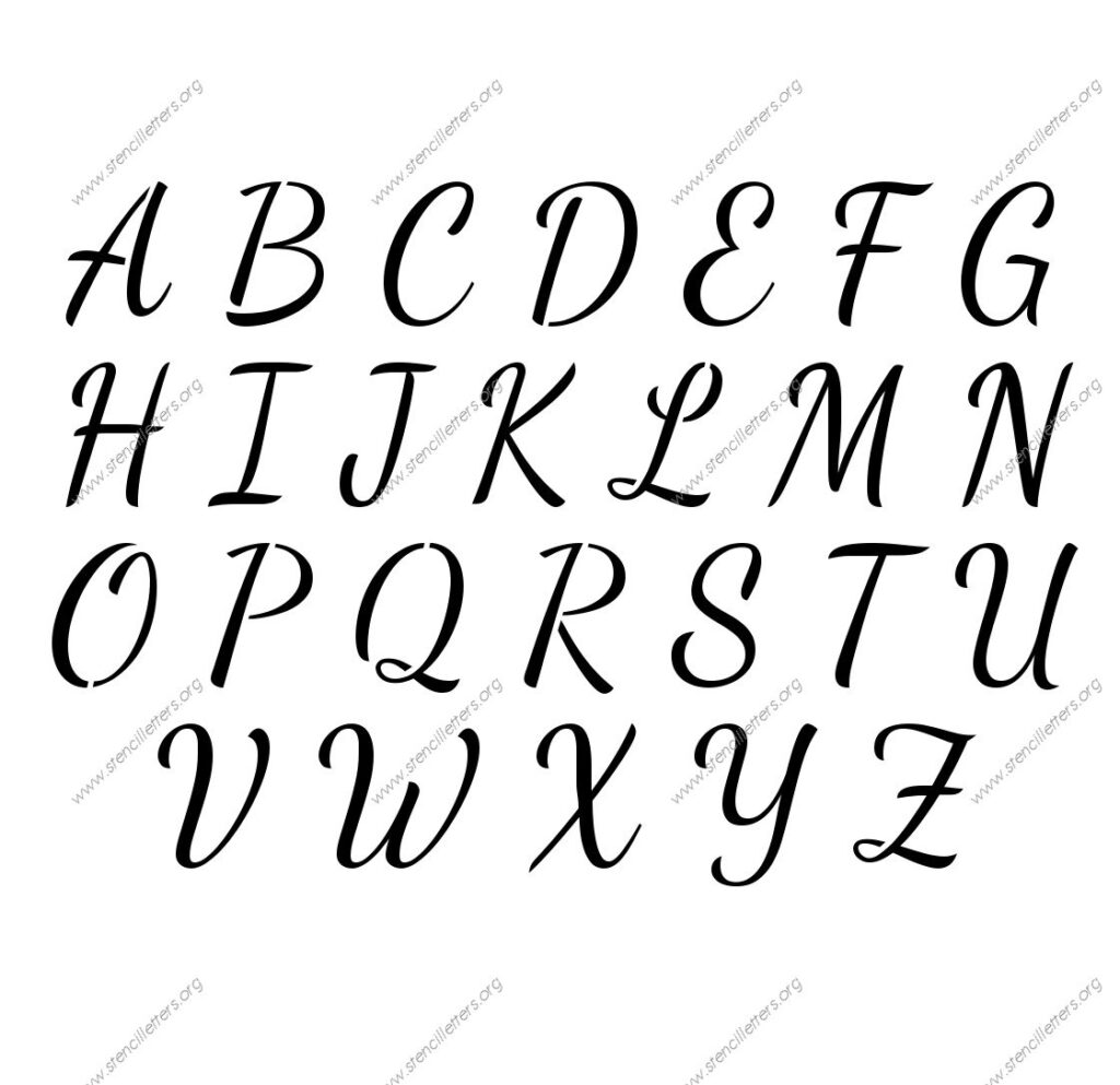 1950S Cursive Script Uppercase & Lowercase Letter Stencils