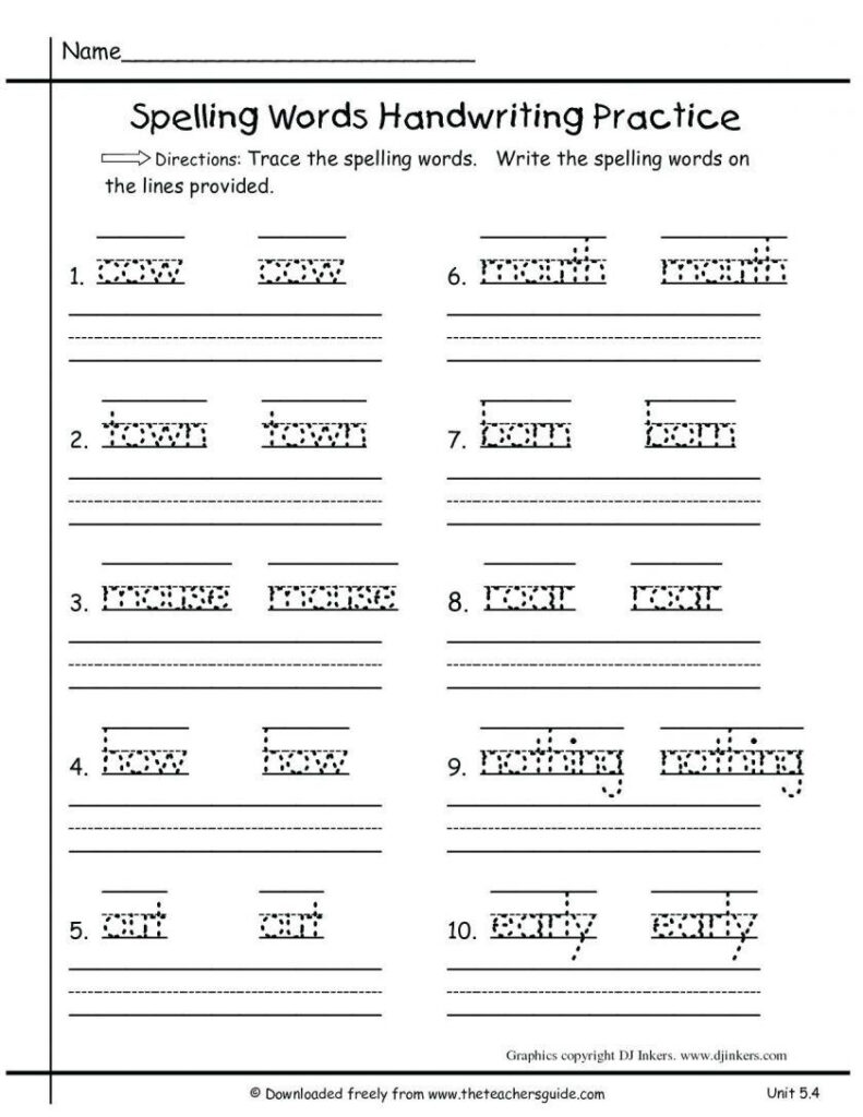 1St Grade Handwriting Worksheets Pdf Handwriting Practice