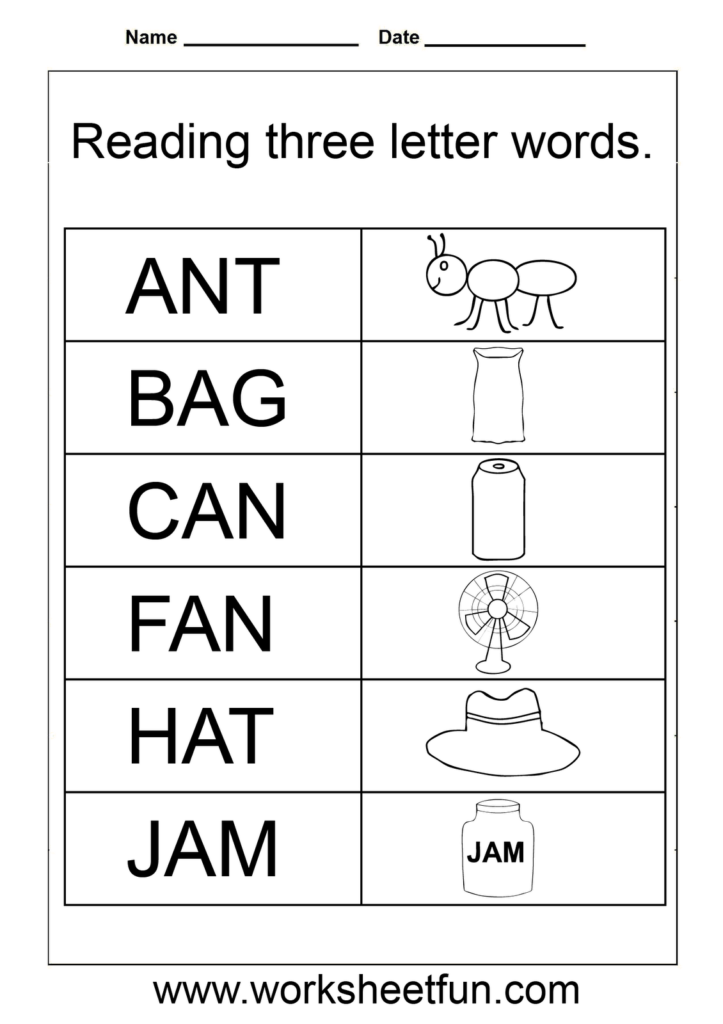 3 Letter Words Worksheets For Kindergarten | 3 Letter Words