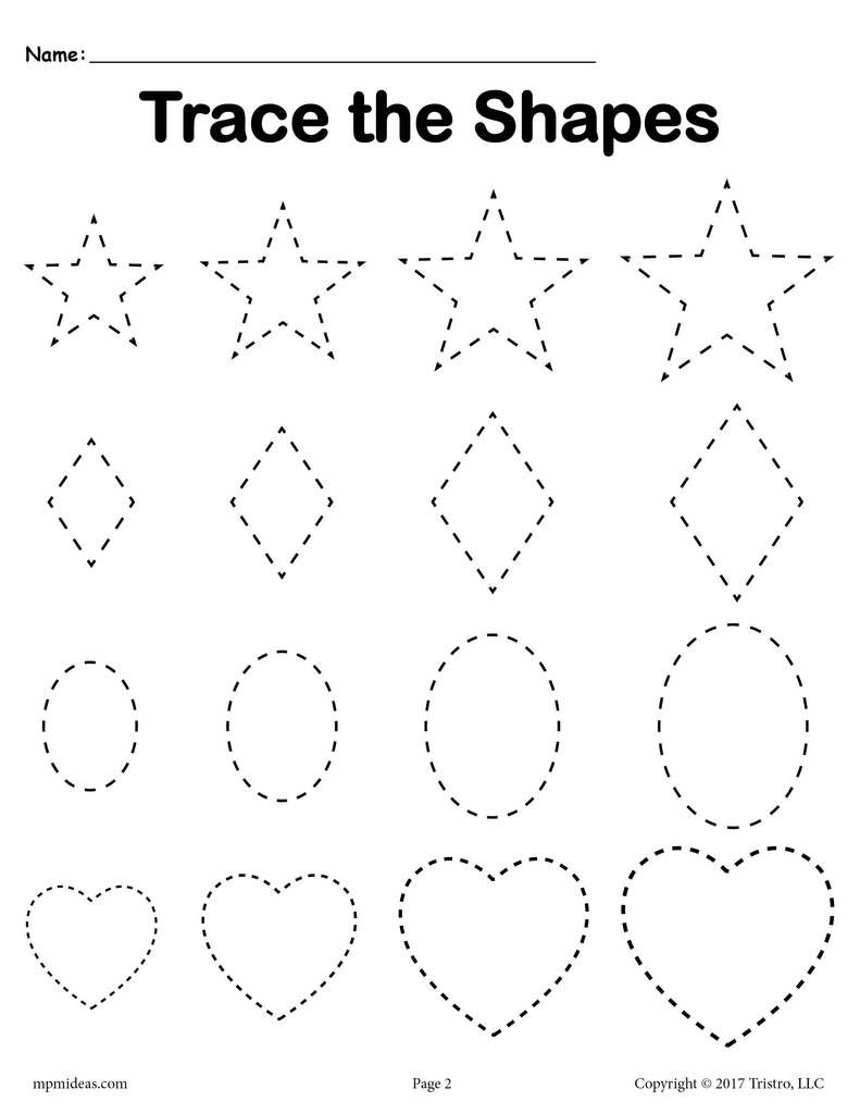 3 Tracing Shapes Worksheets   Smallest To Largest | Shape