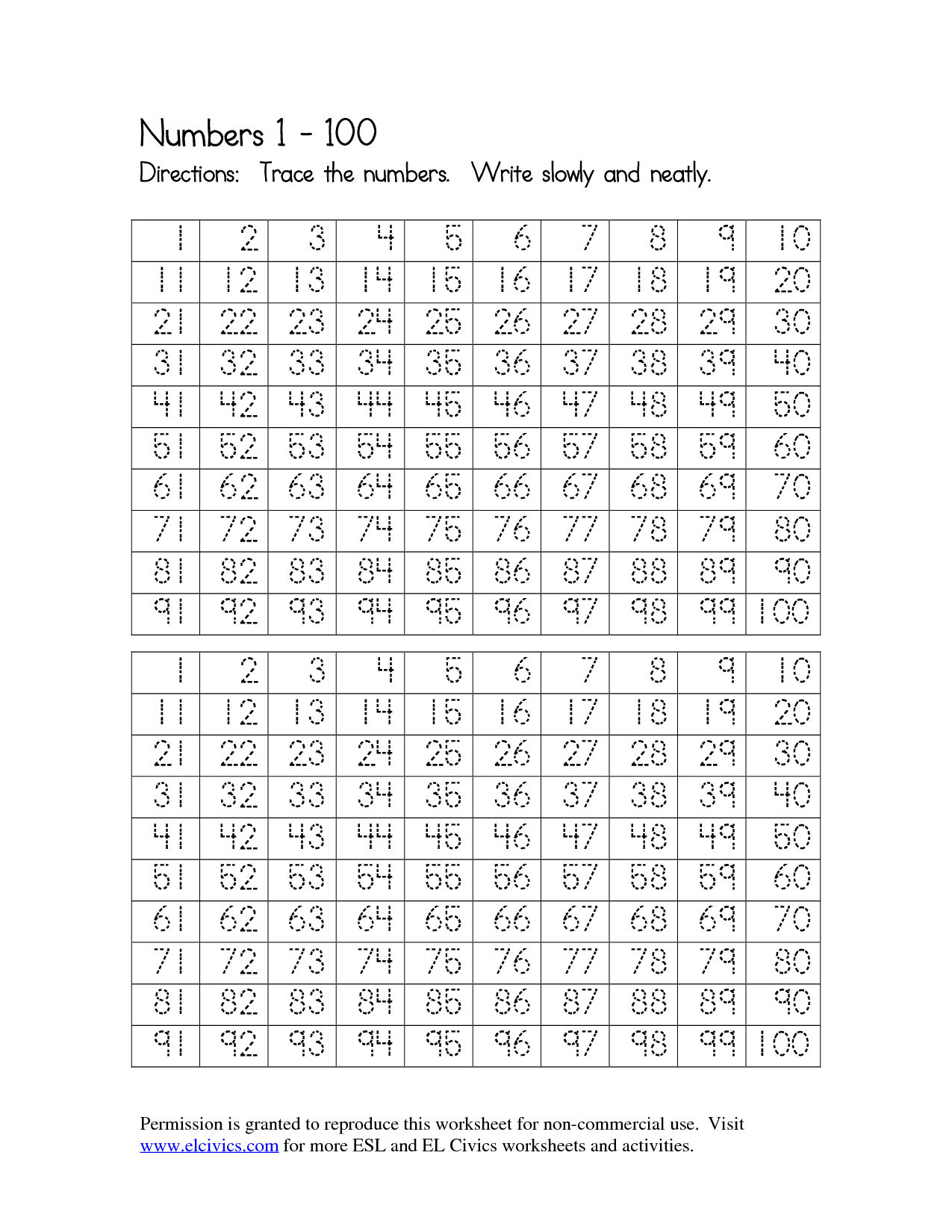 Printable Number Tracing Worksheets 1 100 AlphabetWorksheetsFree