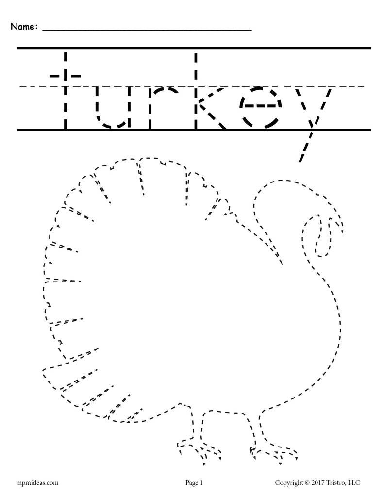 8 Printable Thanksgiving Tracing Worksheets &amp;amp; Handwriting