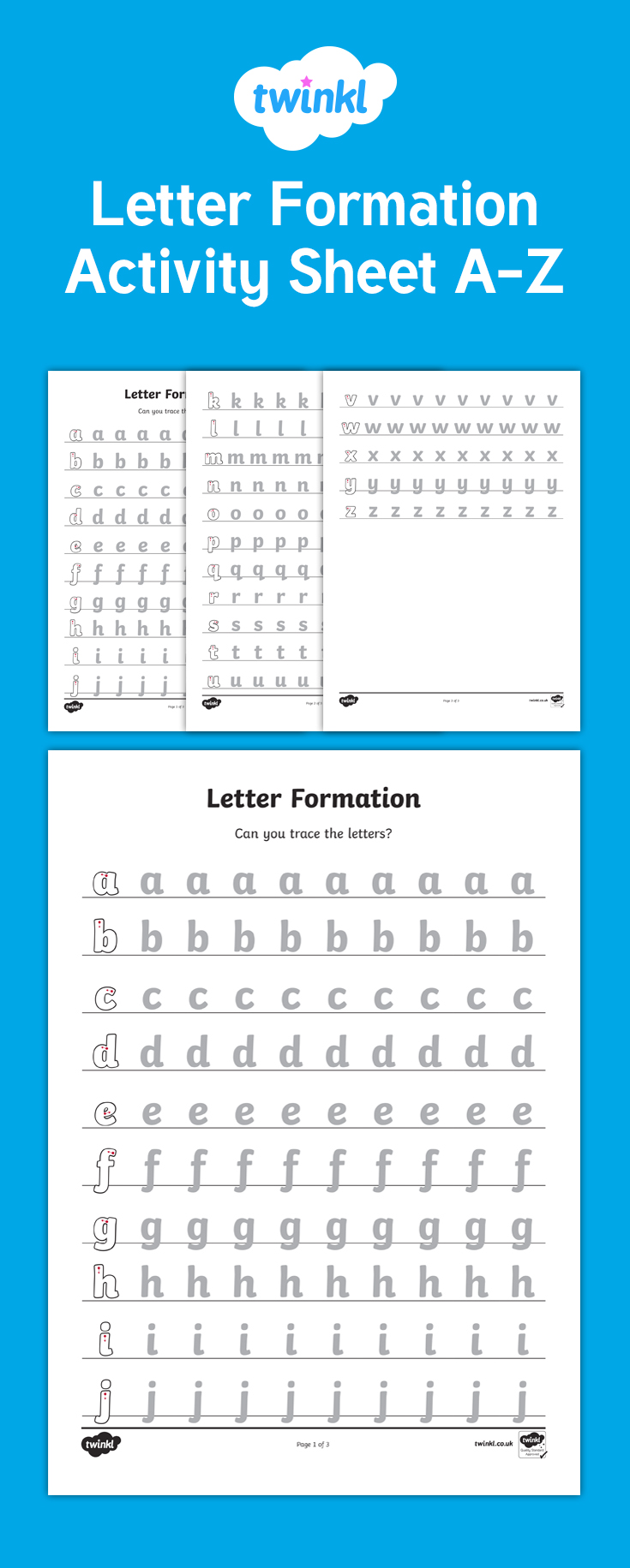 A Set Of Letter Formation Worksheets For Each Letter Of The with regard to Alphabet Worksheets Twinkl