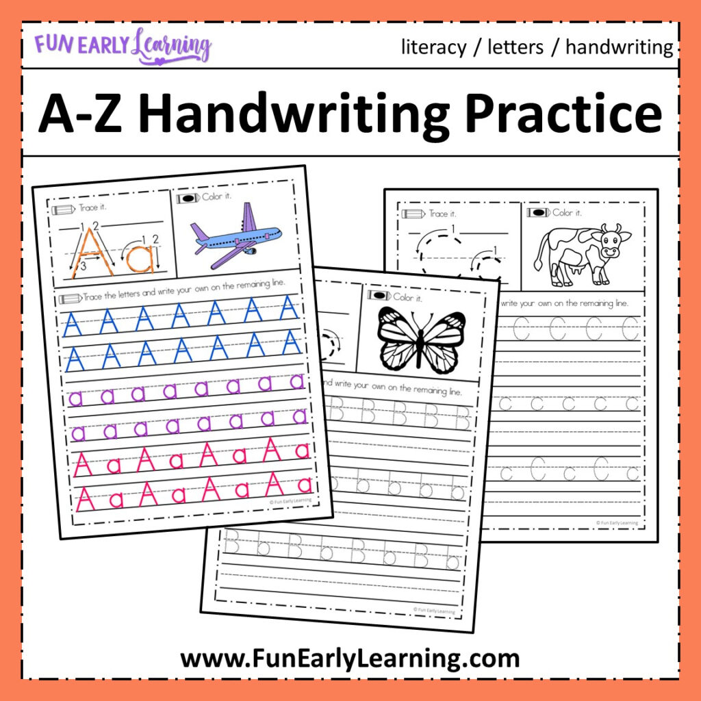 A Z Handwriting Practice No Prep Worksheets For Learning Letters Throughout Alphabet Writing Worksheets A Z