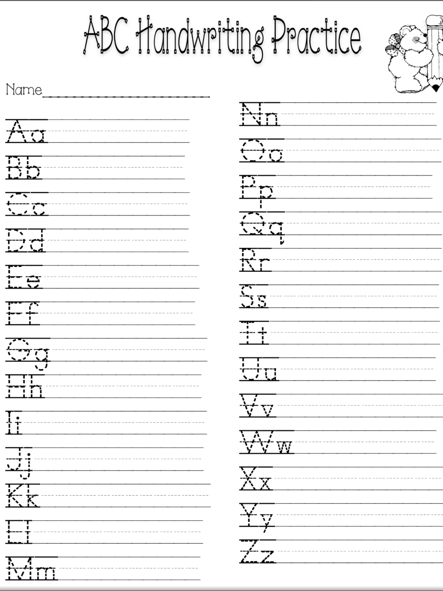Aa-Zz Word Worksheet Use For Quiz | Alphabet Writing