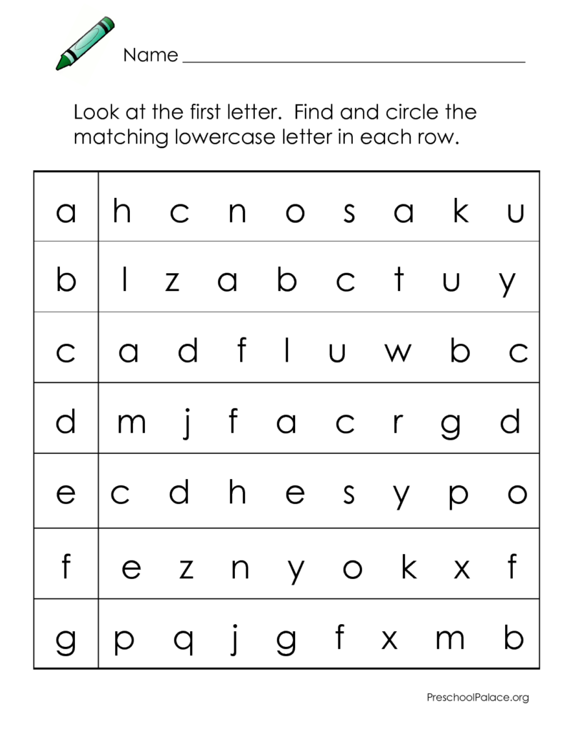 Abcs   Letter Matching A G Lowercase | Letter Recognition Within Alphabet Matching Worksheets For Preschoolers