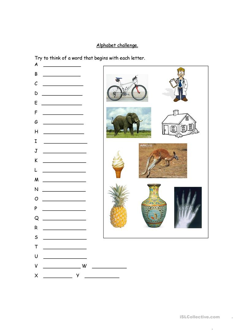 Alphabet Challenge - English Esl Worksheets For Distance in Alphabet Challenge Worksheets