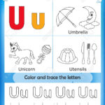 Alphabet Learning Letters & Coloring Graphics Printable Worksheet.. Pertaining To Letter U Worksheets For Kindergarten