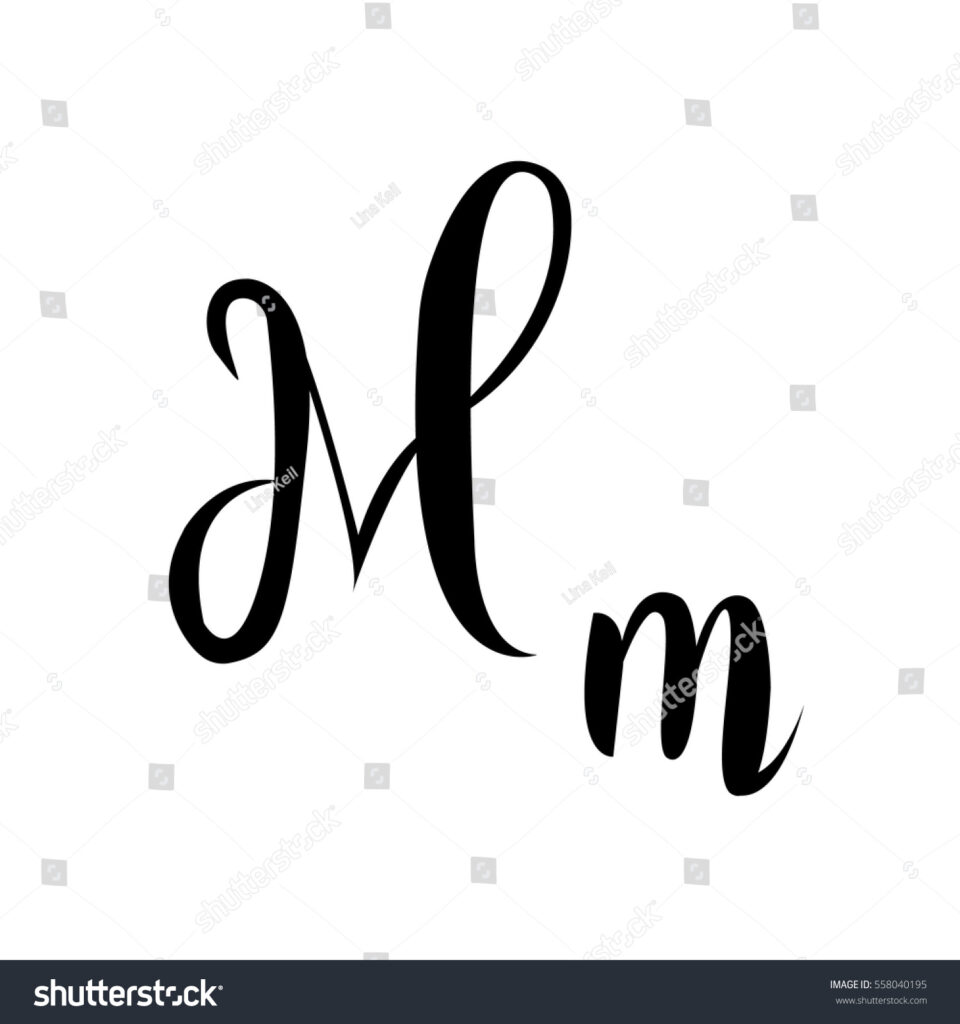 Alphabet Letter M Lettering Vector Calligraphy Stock Vector