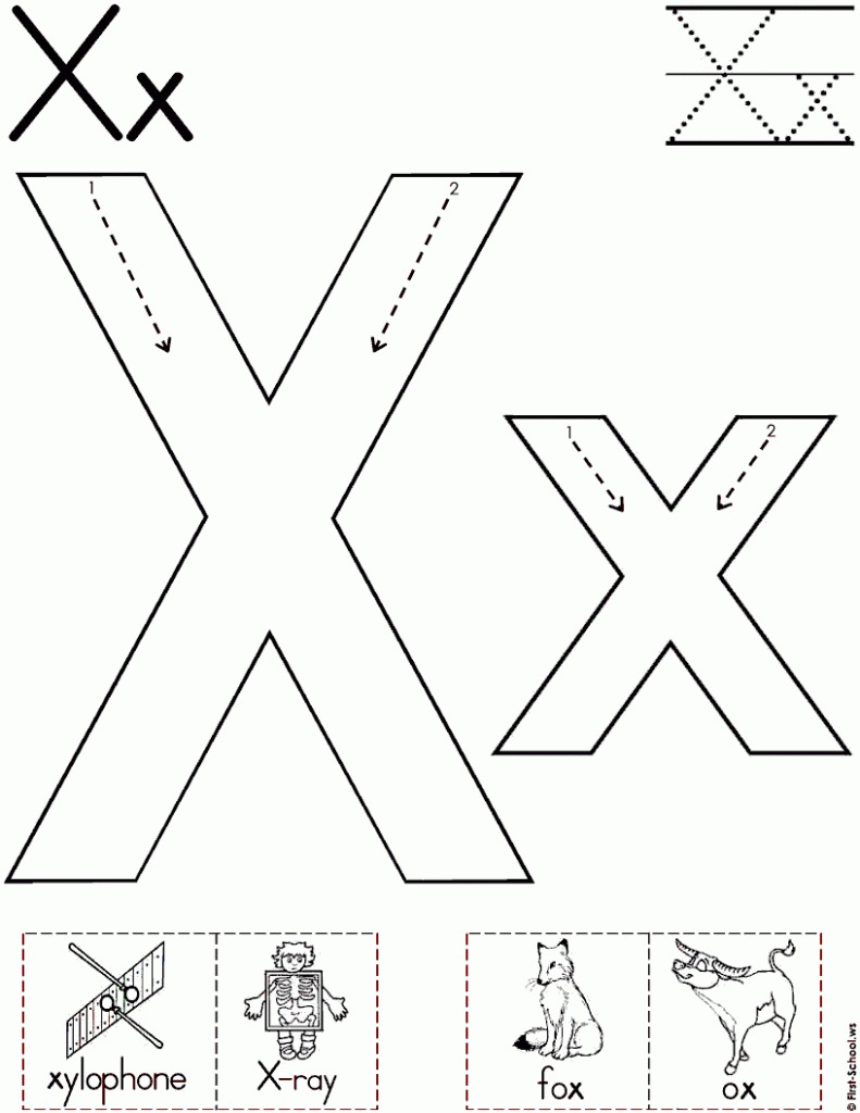 Alphabet Letter X Worksheet | Standard Block Font Pertaining To Tracing Letter X Preschool