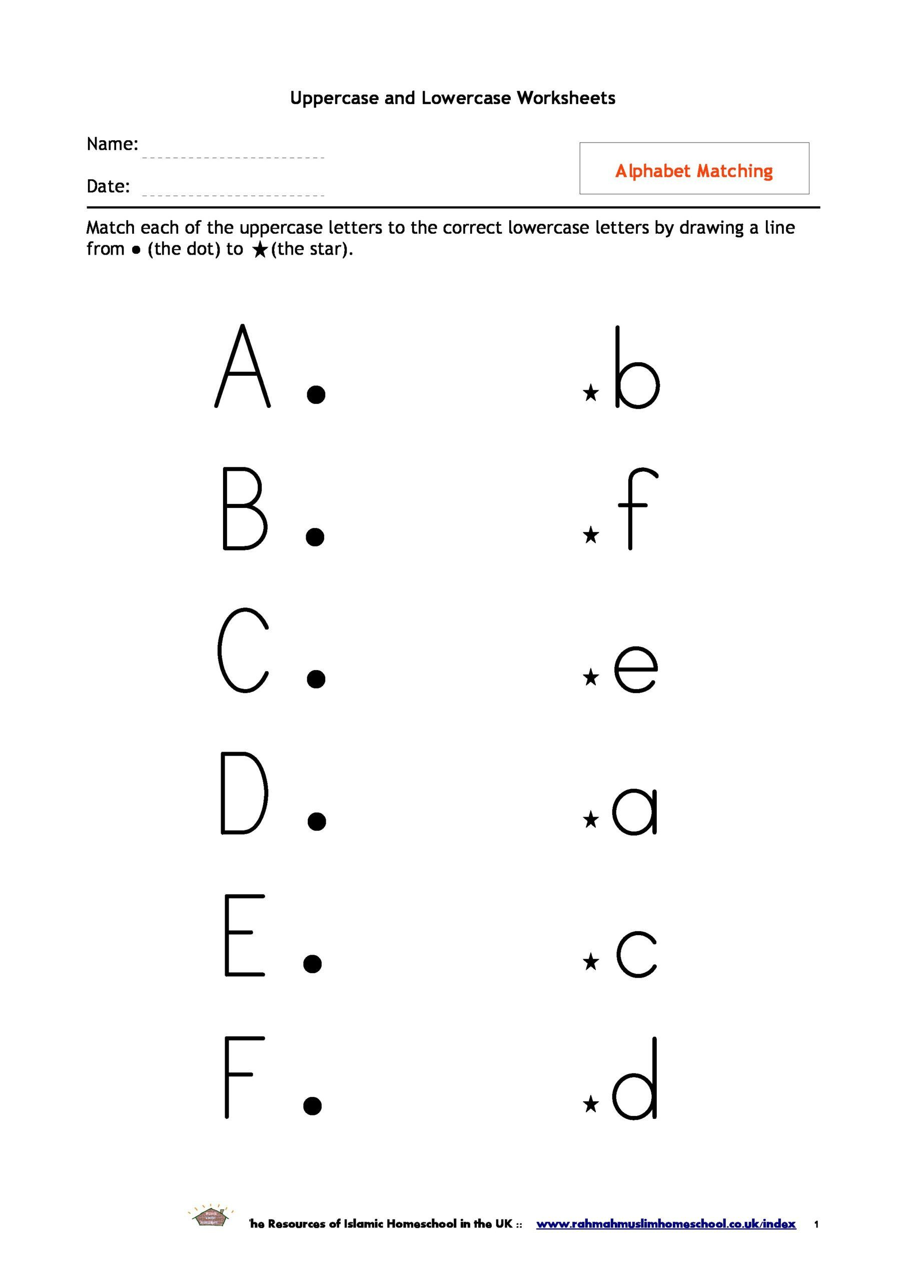 Alphabet Matching Worksheets For Kindergarten Alphabet throughout Alphabet Matching Worksheets Printable