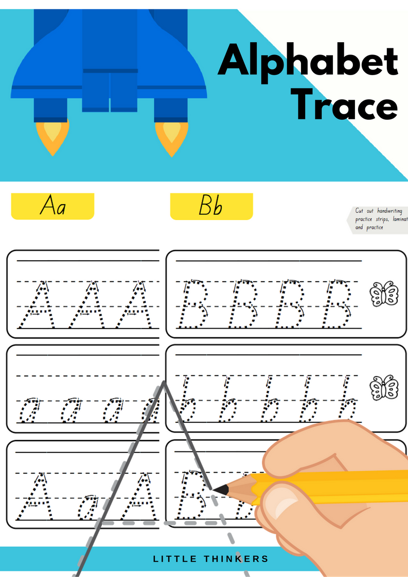 Alphabet Practice Strips - Queensland Beginners Font