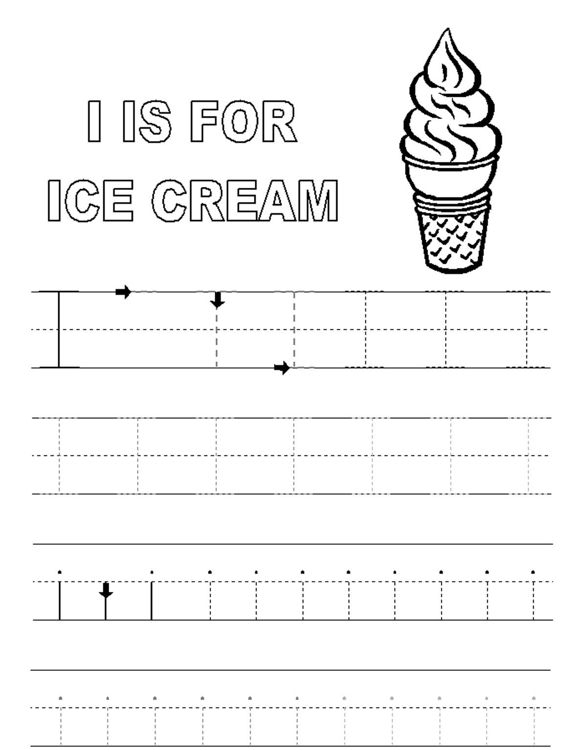 Alphabet Tracer Pages I Ice Cream - Http://www.kidscp inside Letter H Worksheets Soft School