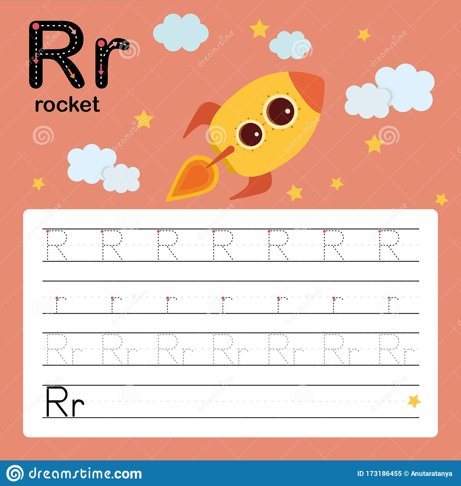 Alphabet Tracing Worksheet For Preschool And Kindergarten To regarding Letter R Tracing Preschool