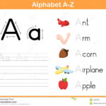 Alphabet Tracing Worksheet Stock Vector. Illustration Of Throughout Alphabet Worksheets A Z With Pictures
