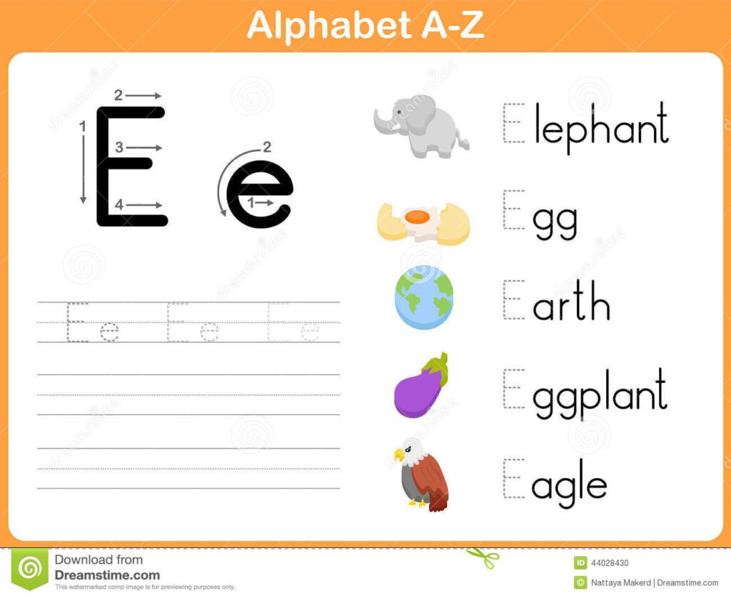 Alphabet Tracing Worksheet Stock Vector   Image: 44028430