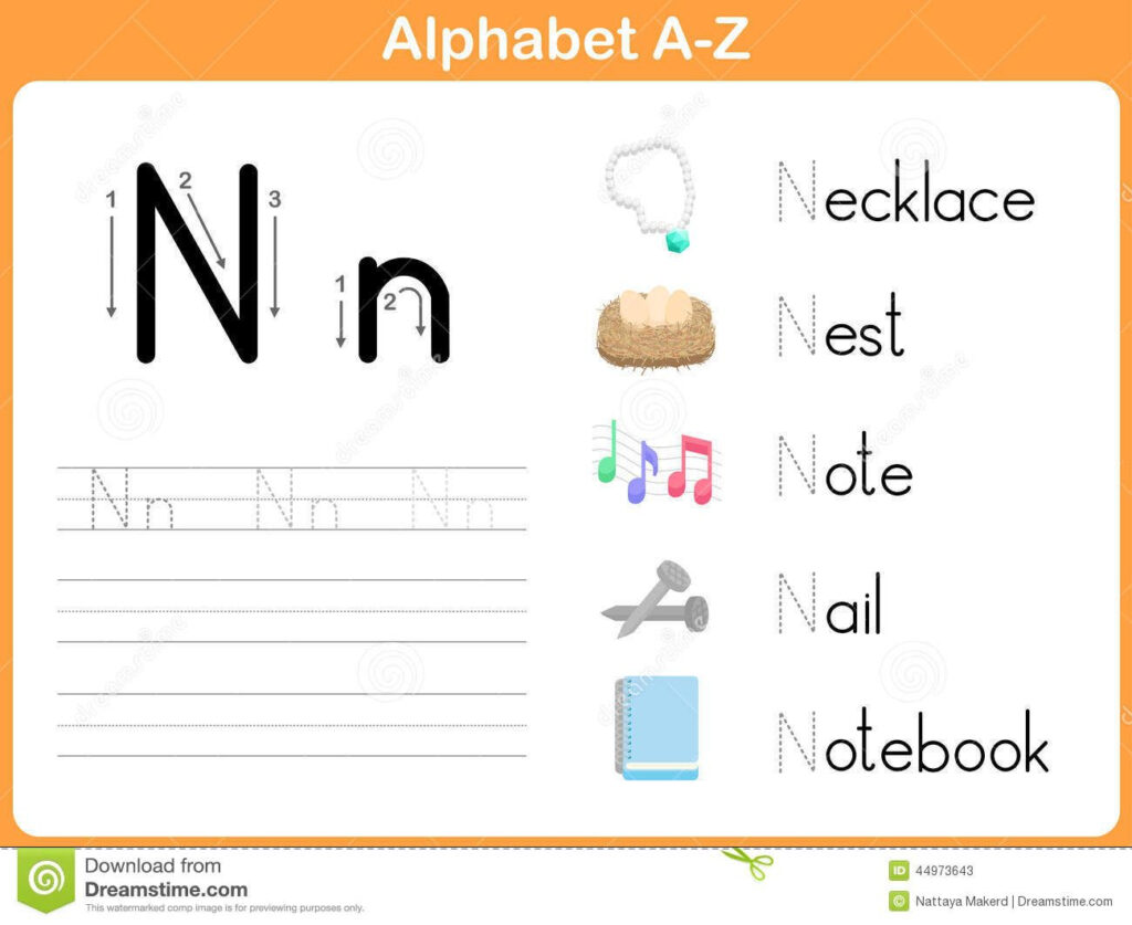 Alphabet Tracing Worksheet: Writing A Z Stock Vector   Image