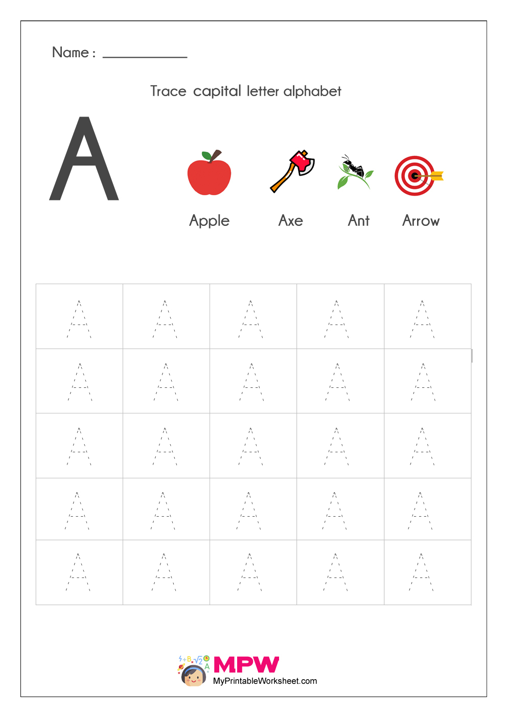 Capital A Tracing Worksheet | AlphabetWorksheetsFree.com