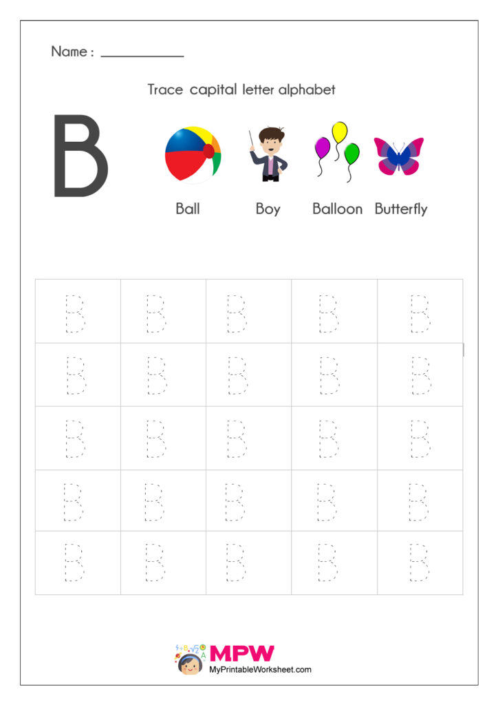 Alphabet Tracing Worksheets, Printable English Capital Throughout Letter B Tracing Worksheets Free
