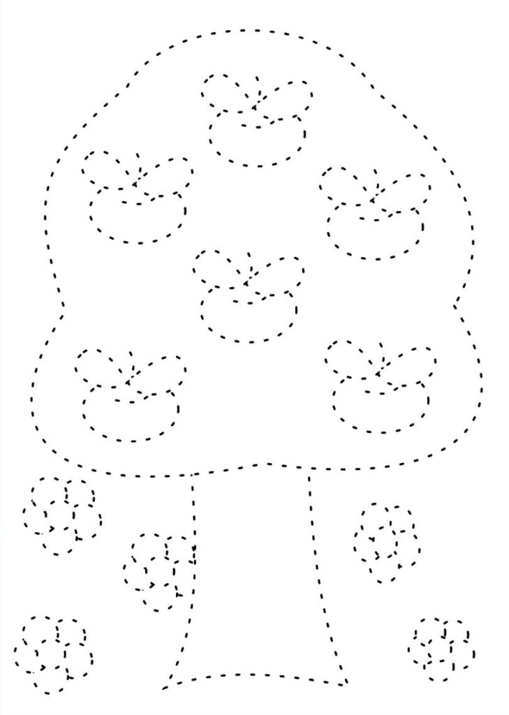 Apple Tree Tracing Worksheet For Preschool | Preschool