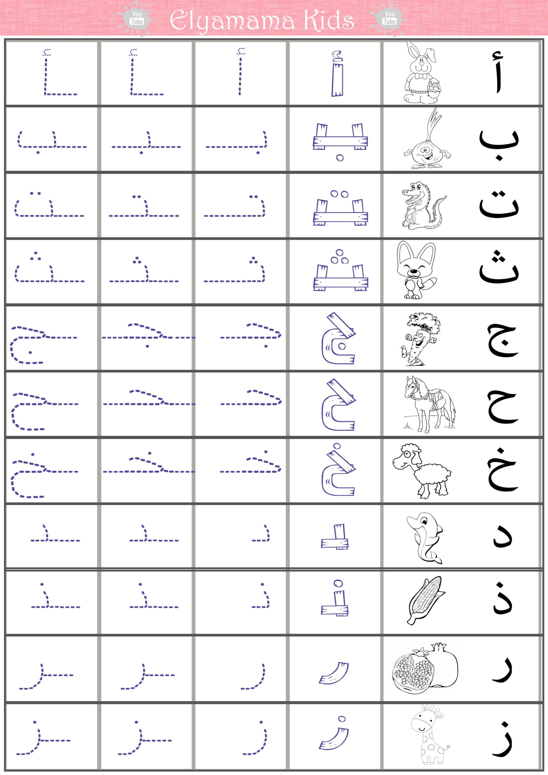 Arabic Alphabet Tracing Worksheets Kidz Activities — Arabic