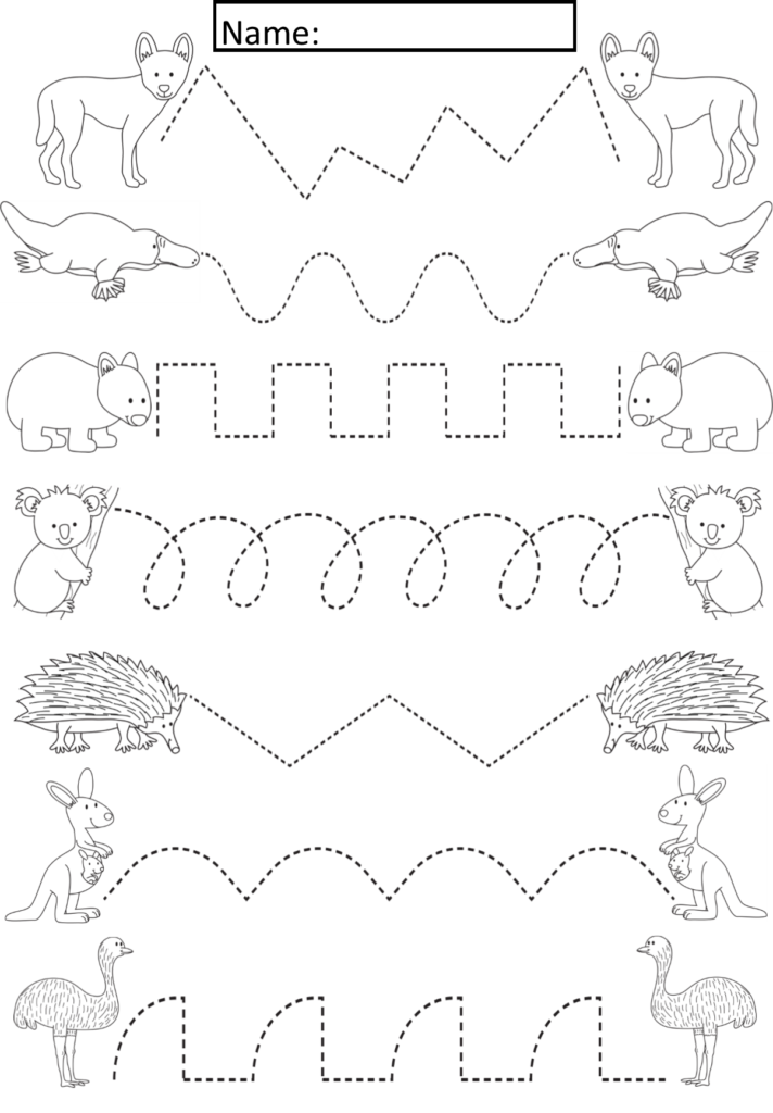 Australian Animals Tracing Lines Activity For Early Years