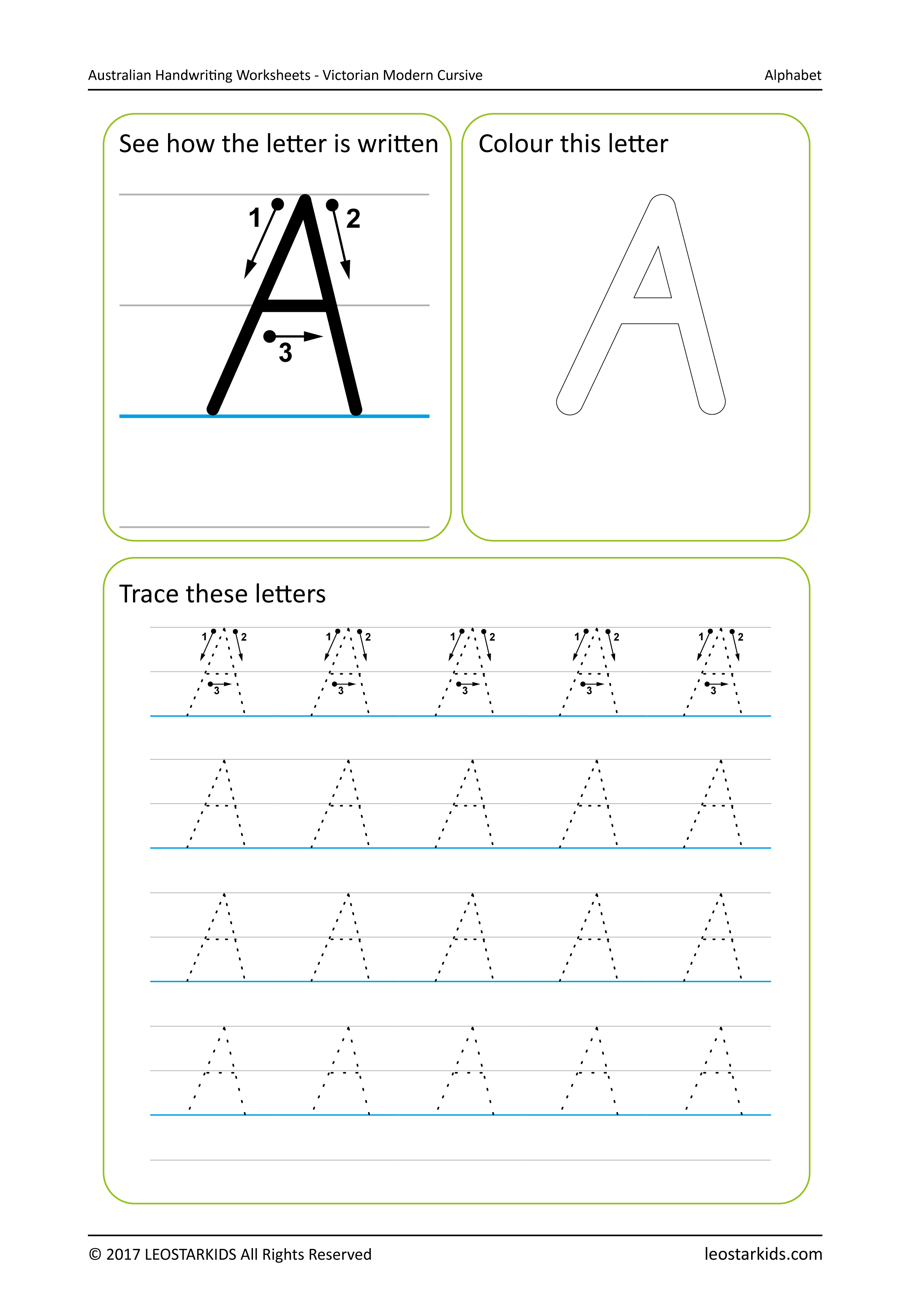 Australian Handwriting Worksheets - Victorian Modern Cursive for Name Tracing Template Australia