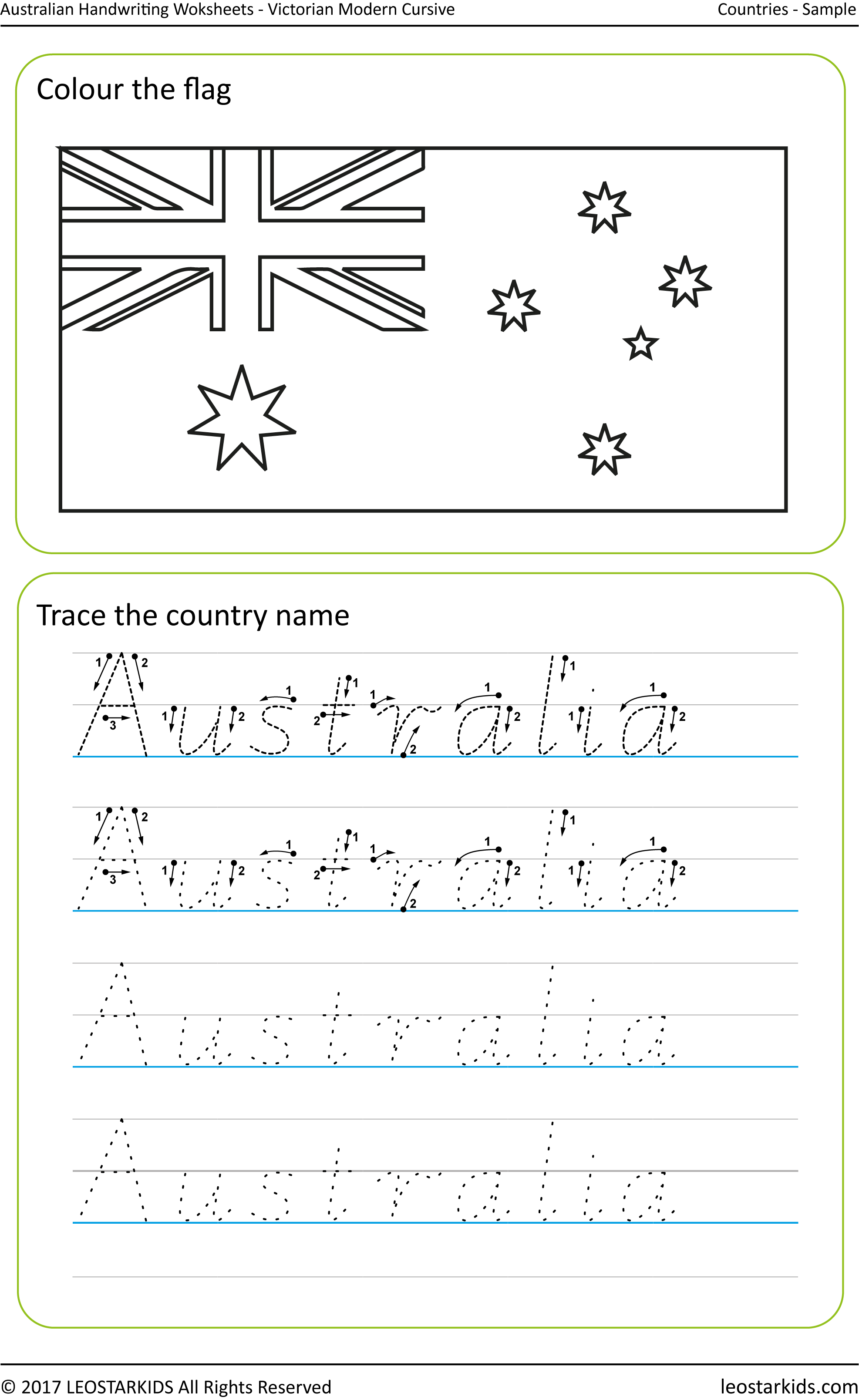 Australian Handwriting Worksheets – Victorian Modern Cursive intended for Name Tracing Victorian Cursive