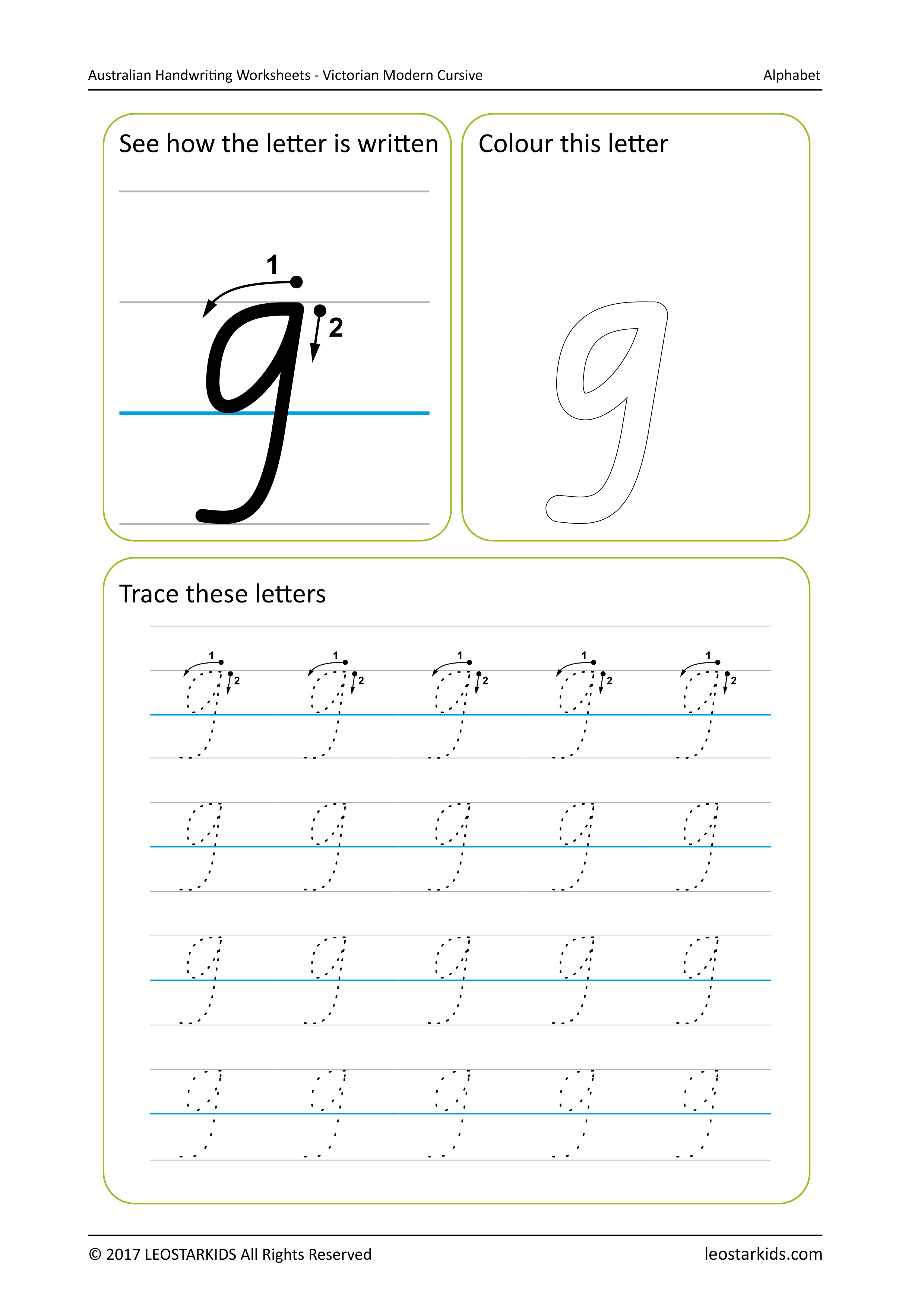 Australian Handwriting Worksheets - Victorian Modern Cursive