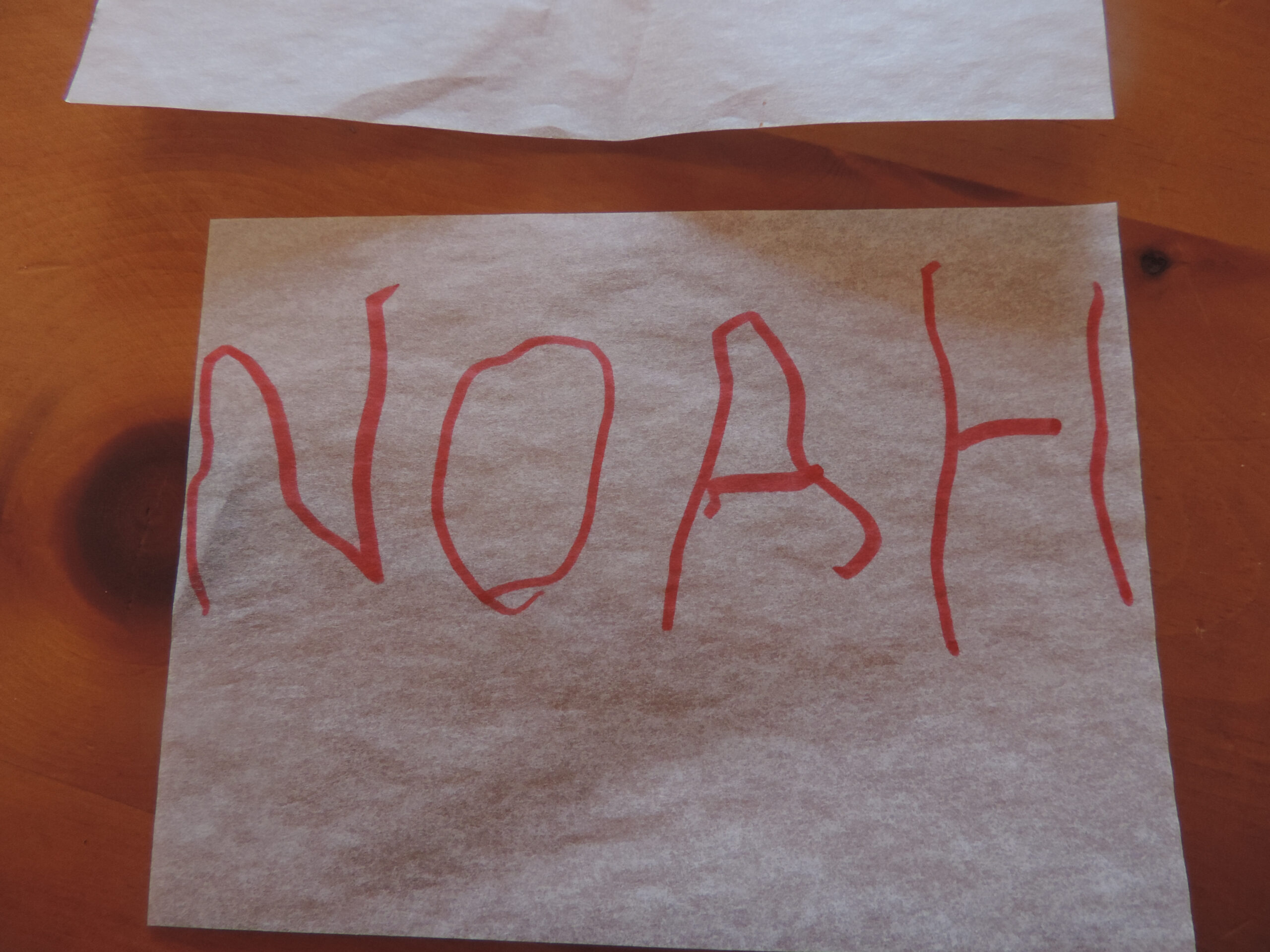 Baby Steps Toward Independent Writing – Tracing Names within Name Tracing Noah