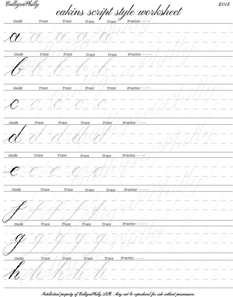 Beginner Level 1 Copperplate Calligraphy Alphabet Worksheet in Alphabet Tracing Level 1