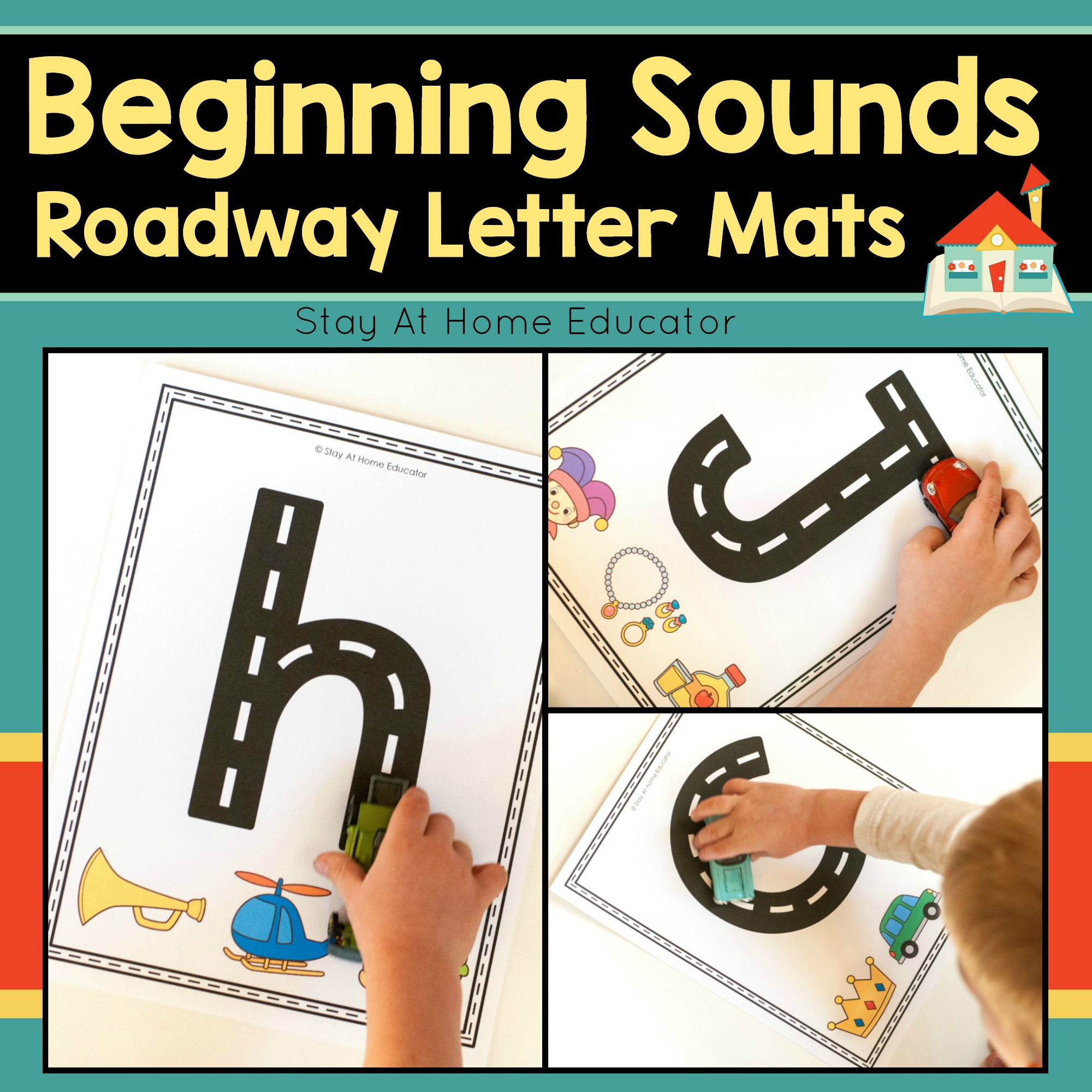 Beginning Sounds Roadway Letter Tracing Mats with Letter Tracing Mats
