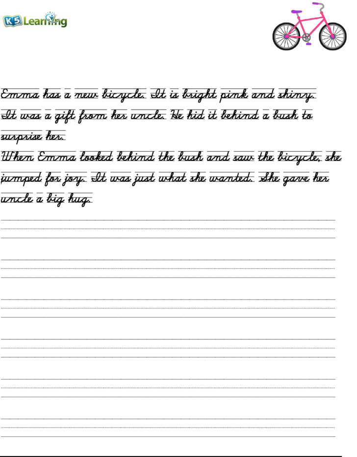 Zaner Bloser Cursive Writing Practice Sheets