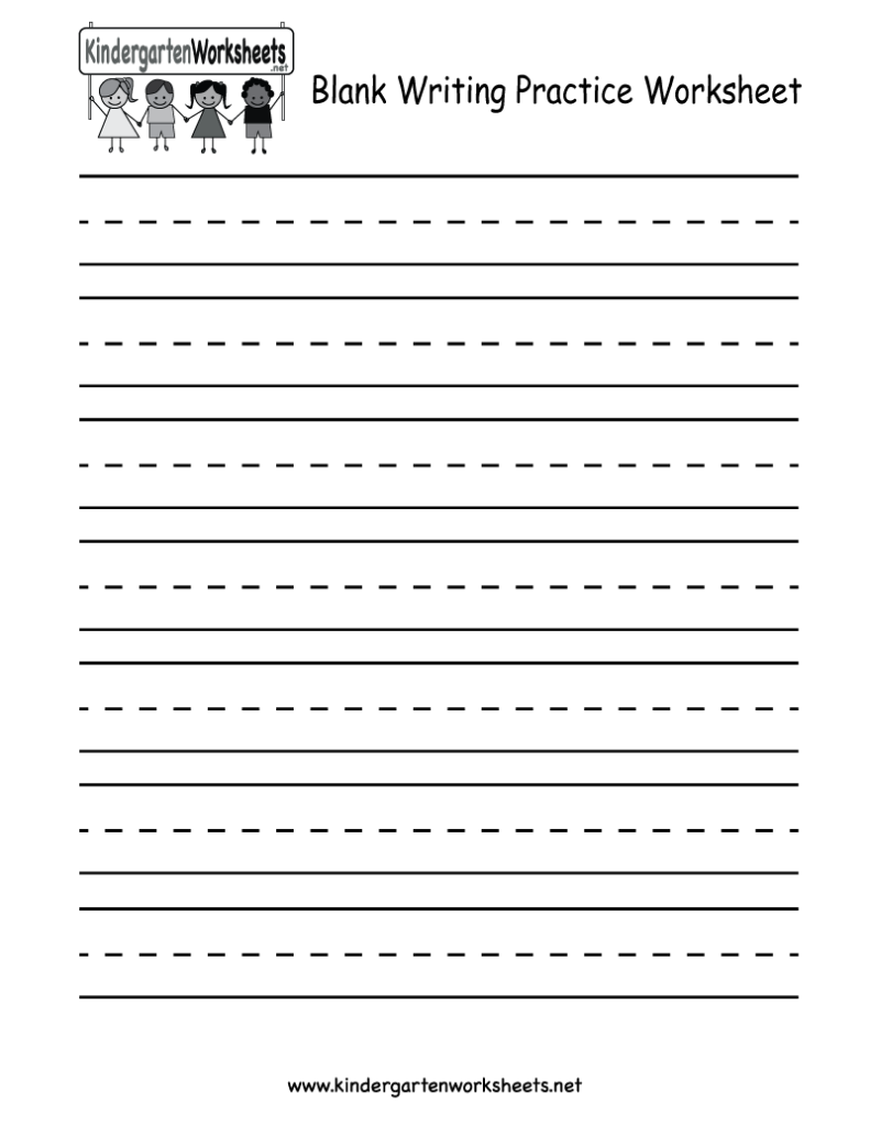 Blank Writing Practice Worksheet   Free Kindergarten Englis