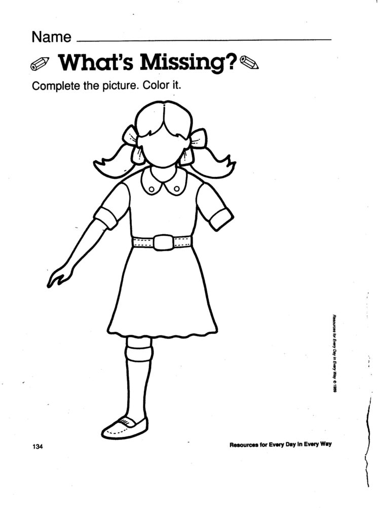 Body Awareness What Part Is Missing Worksheet | Kindergarten