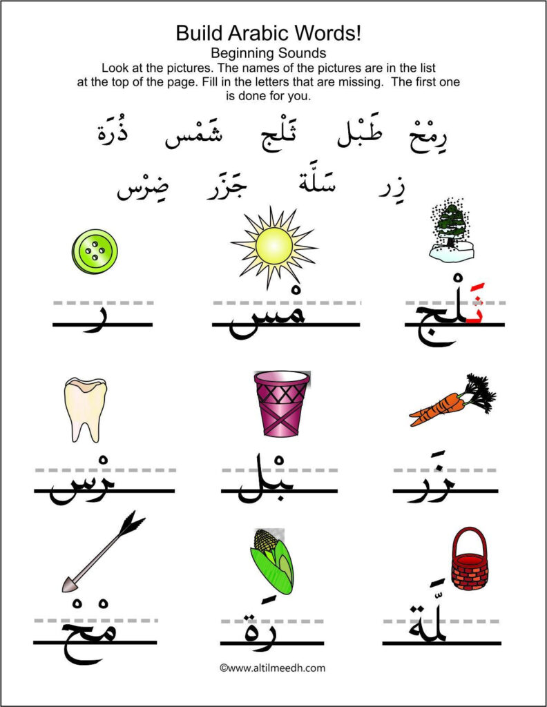 Build Arabic Words Worksheet Set | Arabic Alphabet For Kids