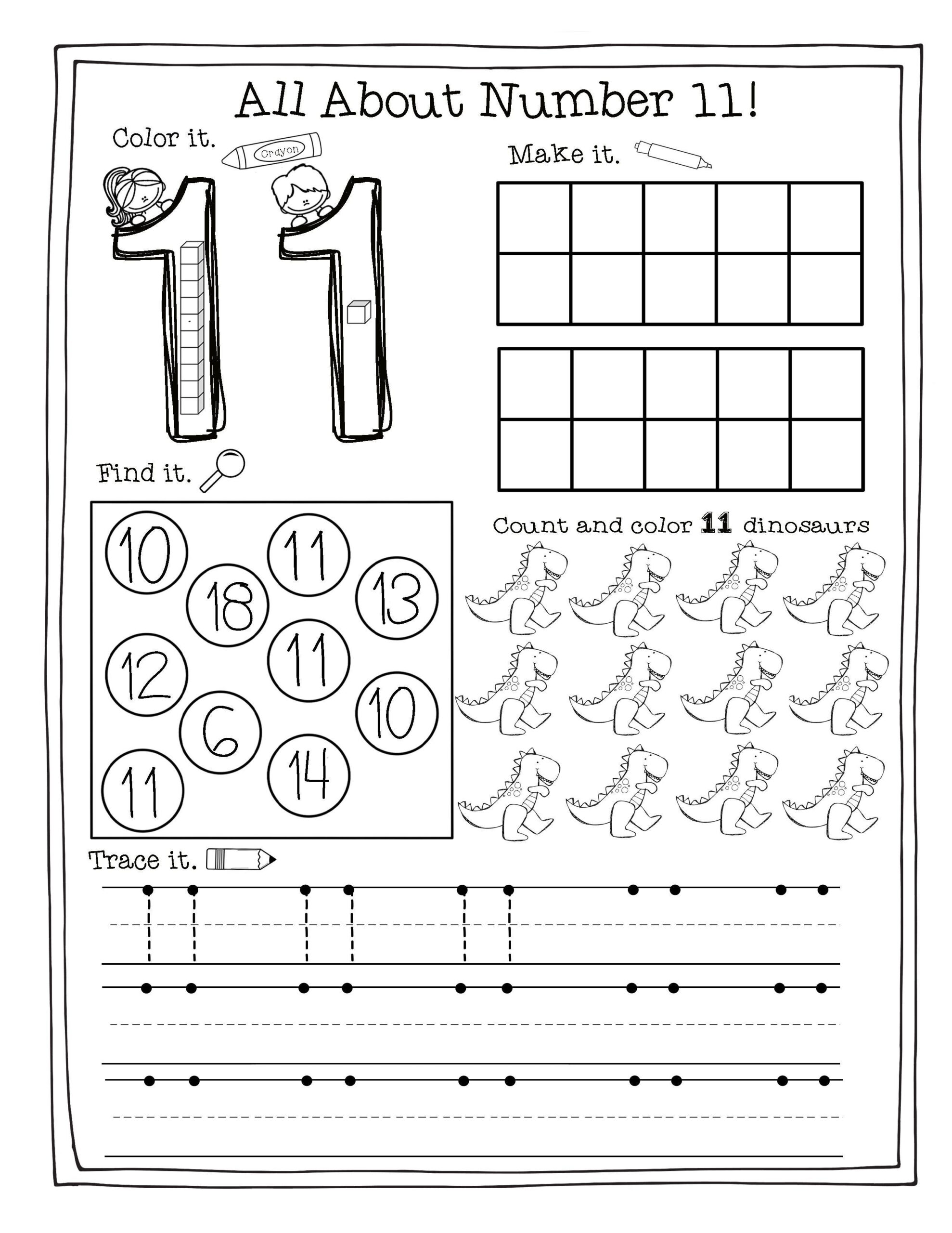 Number 11 Tracing Worksheet For Preschool Englishbix Number 11 Worksheet Trace Coloring Sheets 