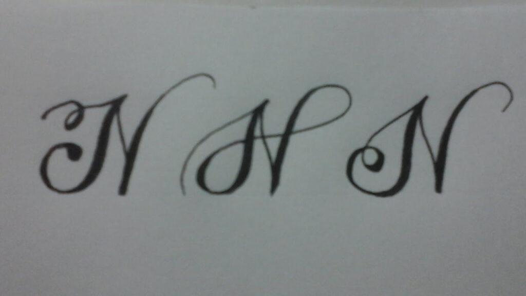 Calligraphy Letter N With Normal Pen