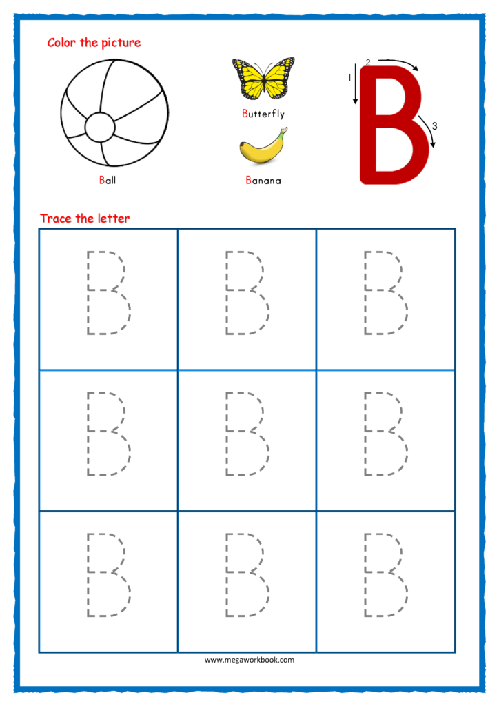 Capital Letter Tracing With Crayons 02 Alphabet B Coloring