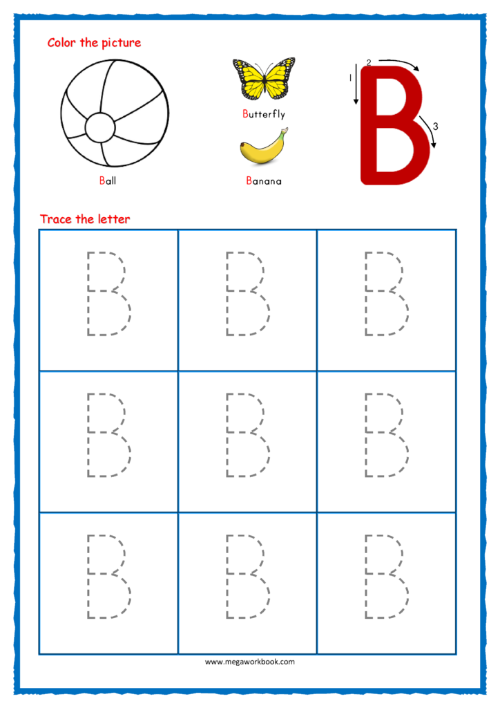 Capital Letter Tracing With Crayons 02 Alphabet B Coloring Regarding Alphabet B Tracing Worksheet