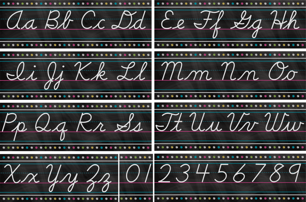 Chalkboard Brights Cursive Writing Bulletin Board Display