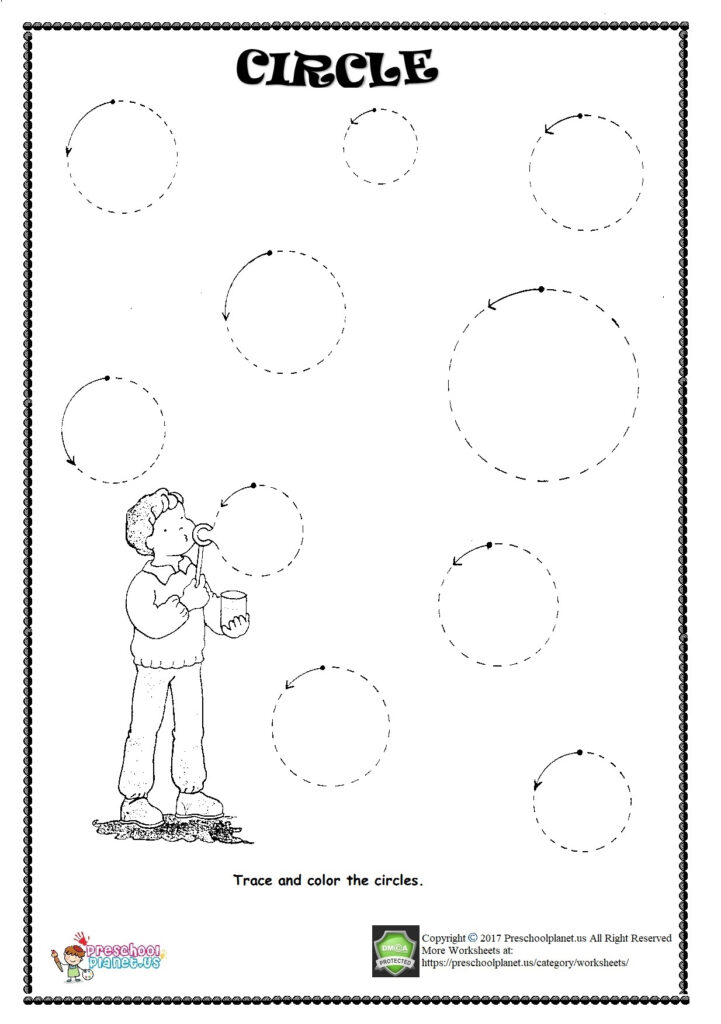 Circle Trace Worksheet – Preschoolplanet