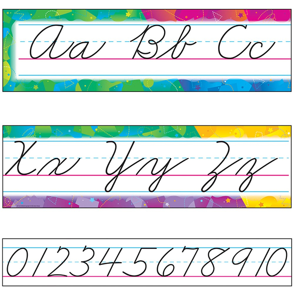 Color Splash Alphabet Line Zaner-Bloser Cursive Bulletin Board Set