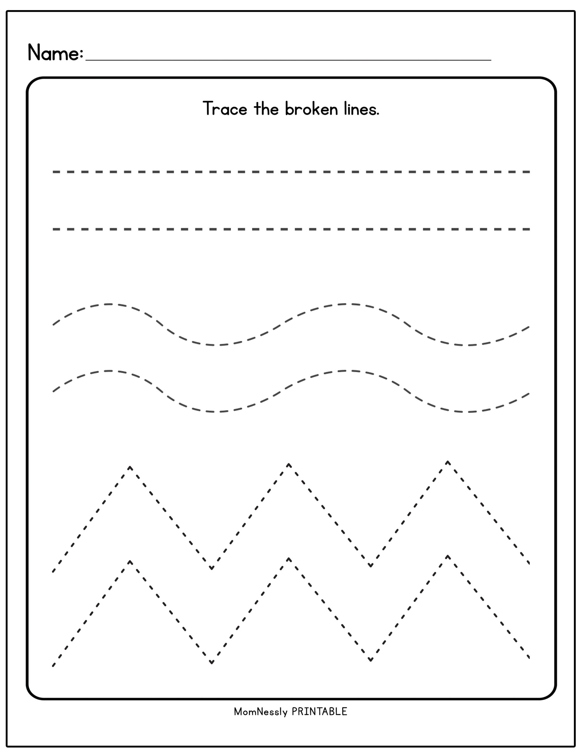 Tracing Straight Lines Worksheets For Preschool