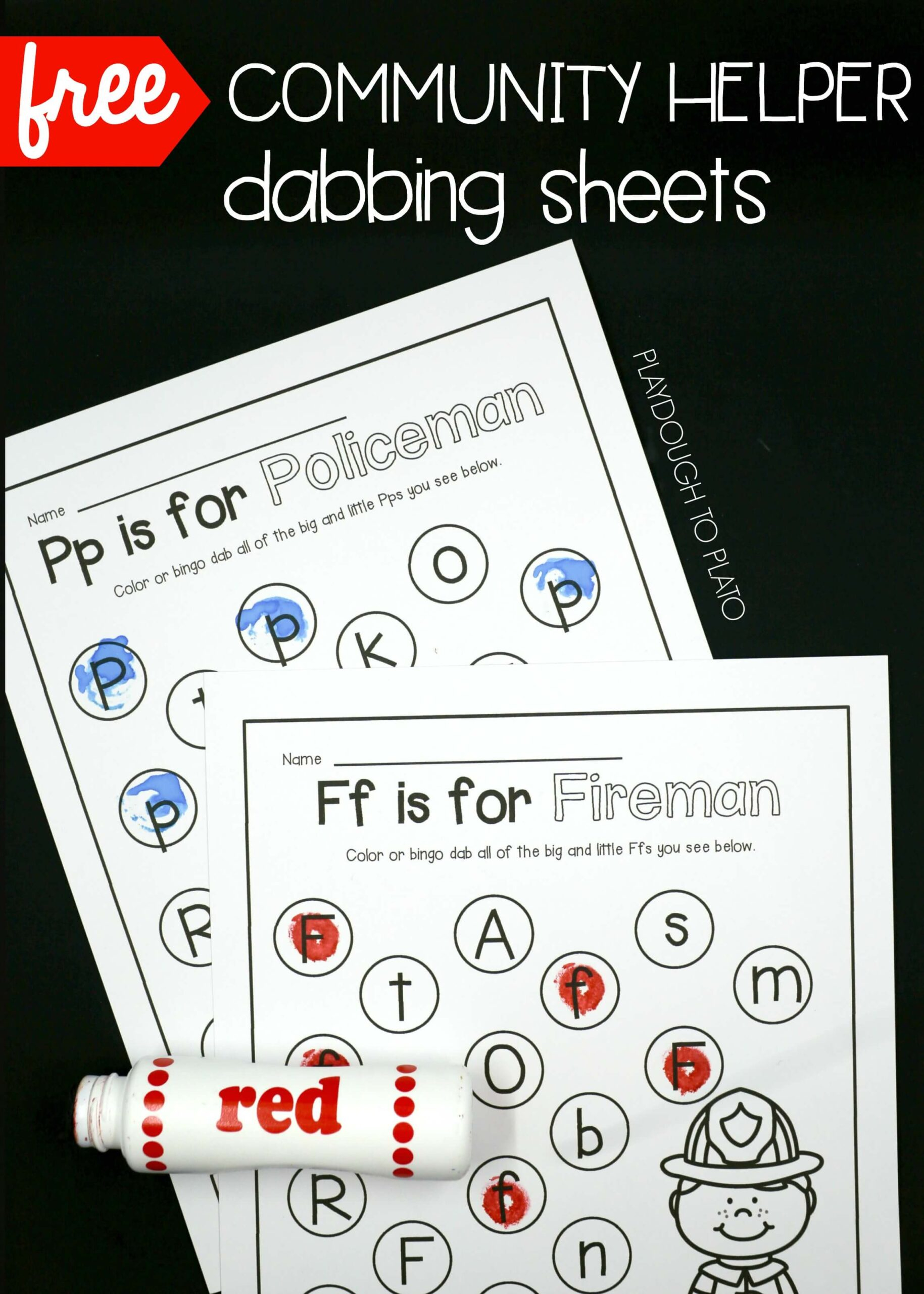 Community Helper Dab Sheets - Playdough To Plato in Alphabet Dab Worksheets