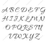 Connected Cursive Uppercase & Lowercase Letter Stencils A Z