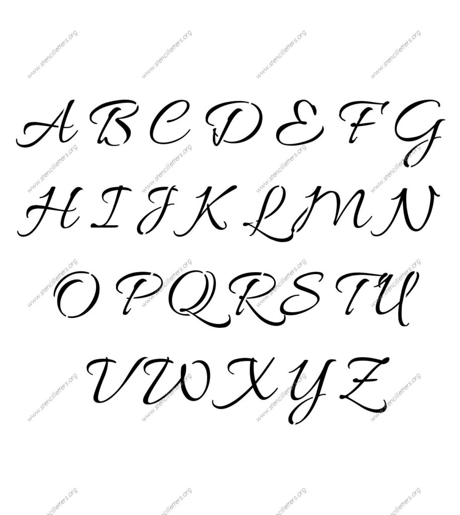 Connected Cursive Uppercase & Lowercase Letter Stencils A Z