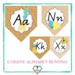 Cursive Alphabet Bunting Gold & Pineapple Theme
