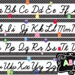 Cursive Alphabet Line   Rainbow Owl With Black & White Polka
