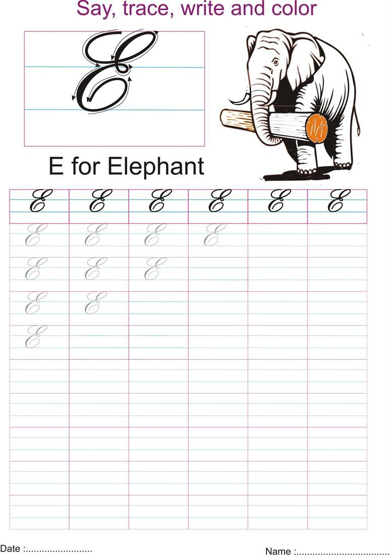 Cursive Captial Letter E Worksheet In 2020 | Letter E